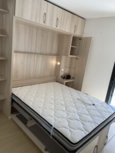 Composition Lit escamotable avec sur meuble en melamine ceruse avec option miroir pour couchage 160x200 Anne (2) Medium