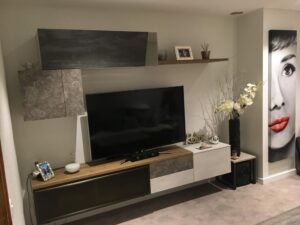 Composition meuble TV DUEBI en melamine sur mesure . Réalisation sur VILLAZ 74370 FRANCE (2)